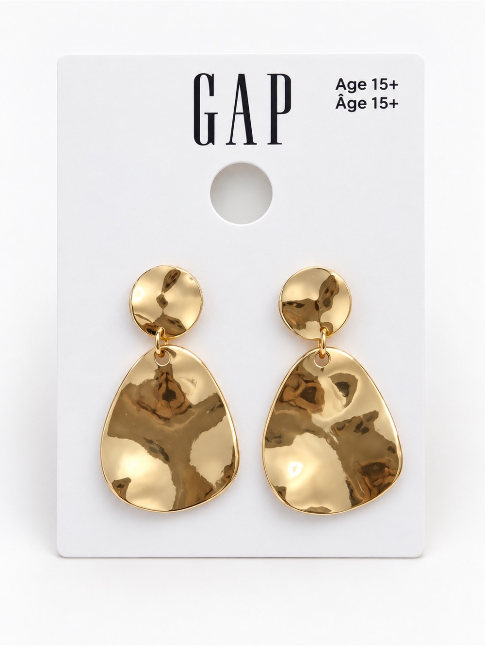 GAP Gold Tone Hammered Geometric Drop Earrings NWT